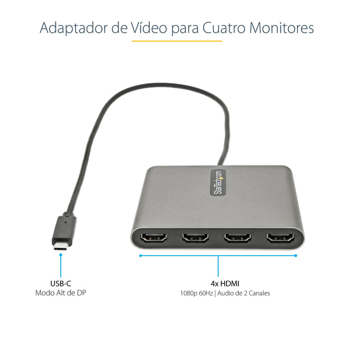 EAN 0065030888714 - StarTech.com USBC2HD4 Adaptador gráfico USB 1920 x 1080 Pixeles Gris imagen 5