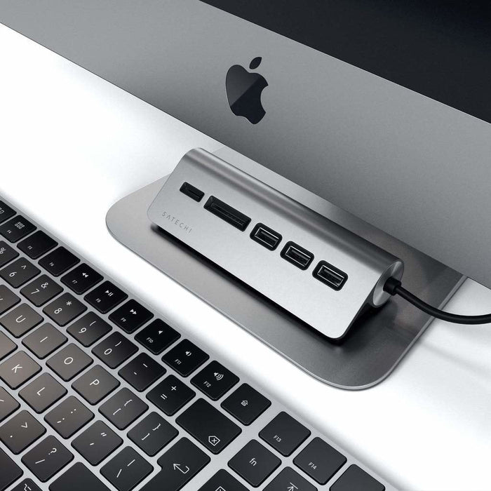 Satechi Type-C Aluminum Usb Hub & Card Reader, Space Gris, St-Tchcrm