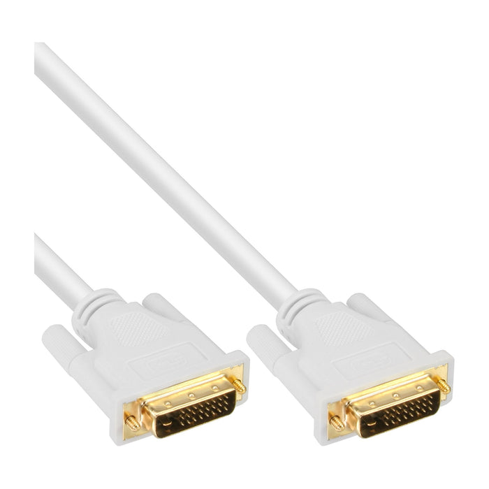 Cable Inline Dvi-D 24+1 Macho A Macho Dvi Dual Link Blanco/Dorado 3m