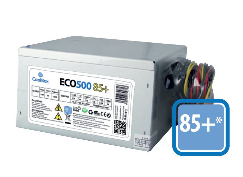 EAN 8437013799713 - CoolBox ECO500 85+ unidad de fuente de alimentación 300 W 20+4 pin ATX ATX Gris imagen 2