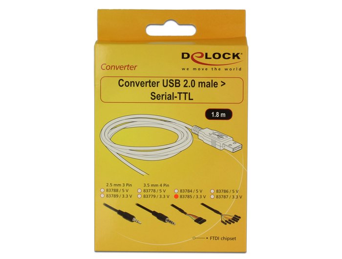Delock Konverter Usb 2.0 Stecker Zu Ttl 6 Pin Pinheader Buchse 1,8 M (3,3 V)