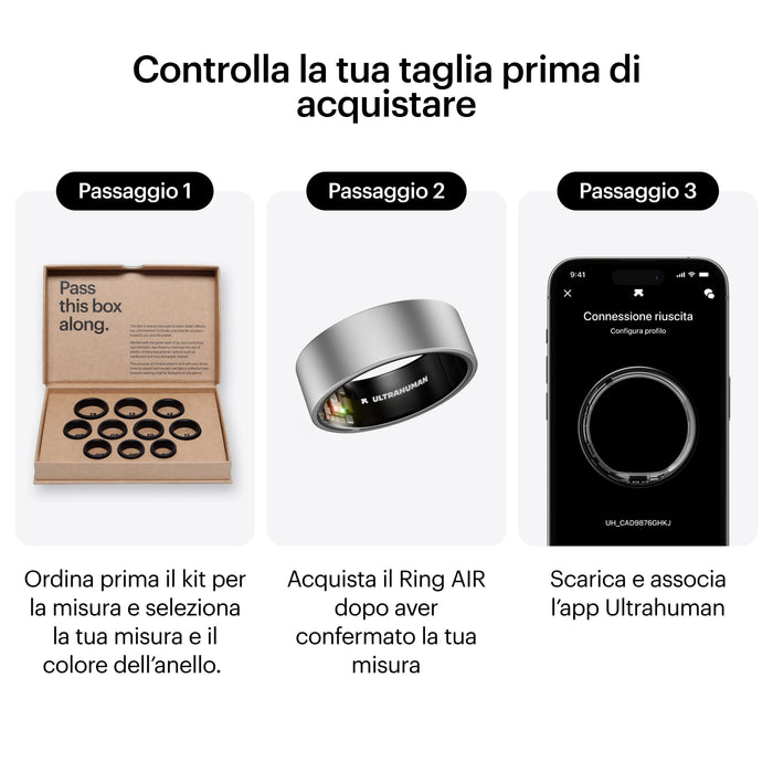 Ultrahuman Ring Air - Smart Ring Für Frauen Und Männer - Schlaf -Und Fitness Tracking Wearable - Herzfrequenz - Smartring Raw Titanium Grösse 8