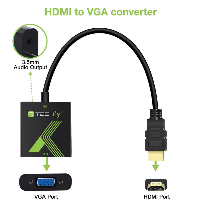 EAN 8057685306493 - Techly HDMI - VGA+3.5mm M/F 0,15 m Negro imagen 4