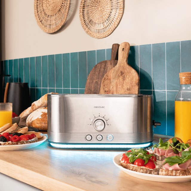 Cecotec Langschlitz-Toaster Shine&Toast Extra Double (Edelstahl, 1.400 Watt, Para 4 Scheiben Toast) 3287