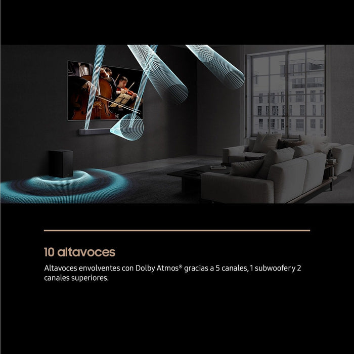 Barra De Sonido Samsung Hw Qs750f Zf Bluetooth 465w Con Subwoofer Y Dolby 5.1ch Wifi Negro
