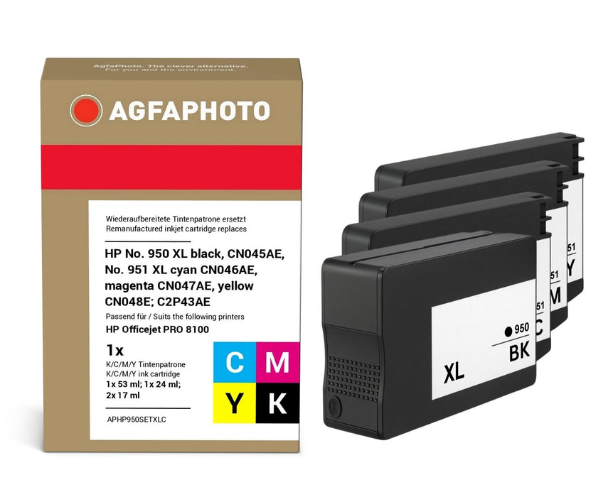 EAN 4250164834379 - AgfaPhoto APHP950SETXLC cartucho de tinta 4 pieza(s) Compatible Alto rendimiento (XL) Negro, Cian, Magent imagen 1