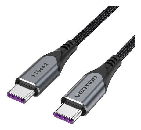 Cable Usb-C A Usb-C Vention Usb 3.1 Gen 2 5 A 1 M Gris Aluminio