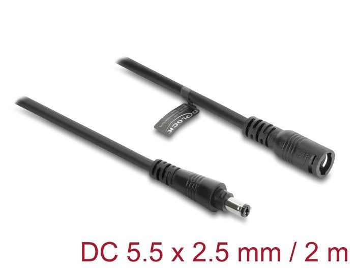Delock Dc Cable Alargador 5,5 X 2,5 Mm St > Bu 2m Negro