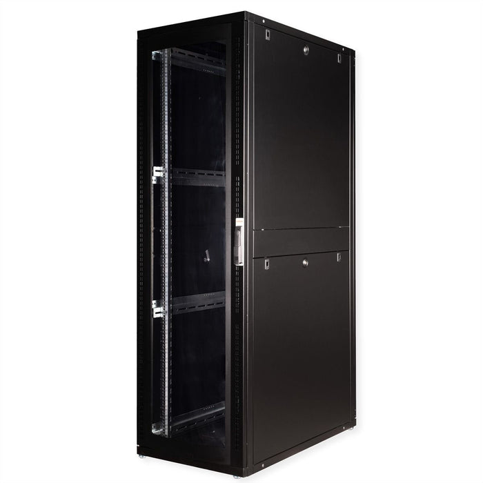Roline 19-Zoll Serverschrank Pro 42 He, 600x1000 Bxt Schwarz Plexiglas