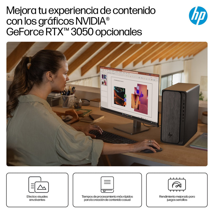 EAN 0199764264343 - HP OmniDesk M02-0013ns AMD Ryzen™ 5 8500G 16 GB DDR5-SDRAM 1 TB SSD Windows 11 Home Torre PC Negro, Gris imagen 10