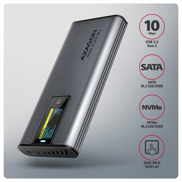 EAN 8595247908872 - Axagon EEM2-SD2 caja para disco duro externo Caja externa para unidad de estado sólido (SSD) Gris M.2 imagen 2