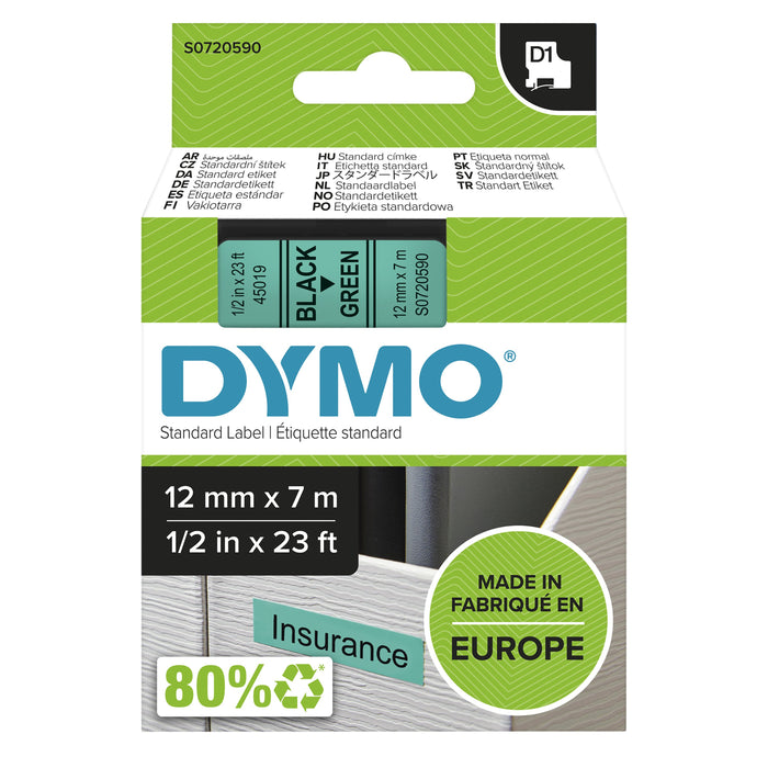 EAN 5411313450195 - DYMO D1 Standard - Black on Green - 12mm cinta para impresora de etiquetas Negro sobre verde imagen 2