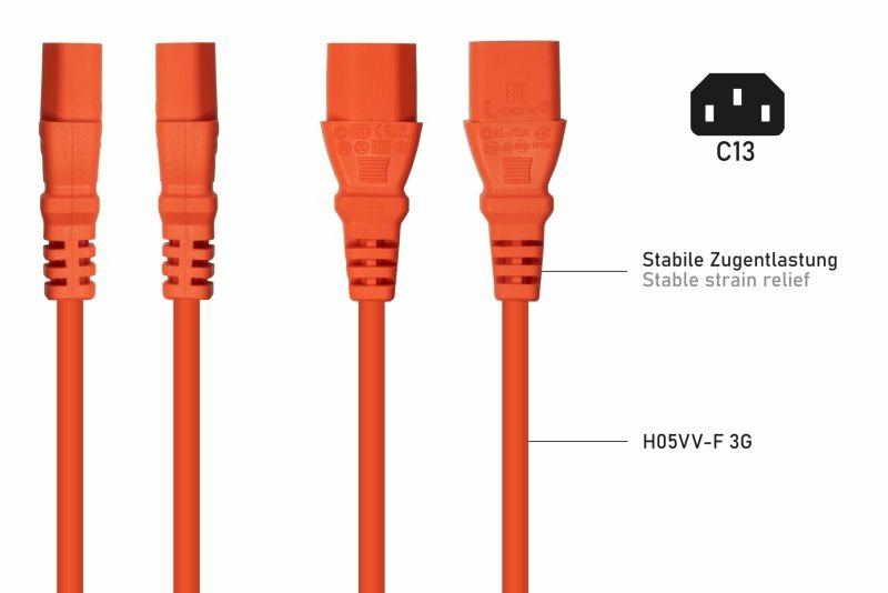 Kabelmeister Contacto De Protección-St. (90° Angulado.)- C13 Naranja 0,5m