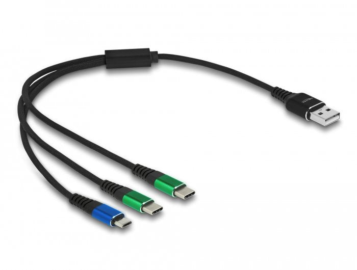 Delock Usb Ladecable 3 In 1 Typ-A Zu Micro Usb   2 X Usb Type-C 30 Cm