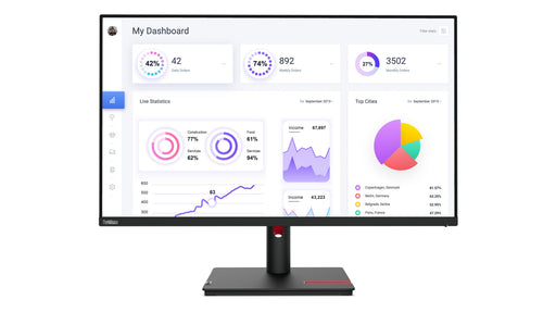 EAN 0196801203211 - Lenovo ThinkVision T32p-30 pantalla para PC 80 cm (31.5") 3840 x 2160 Pixeles 4K Ultra HD LED Negro imagen 2