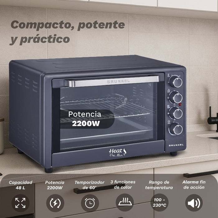 Horno De Sobremesa Grunkel Hr-48promax 2200w Capacidad 48l Negro