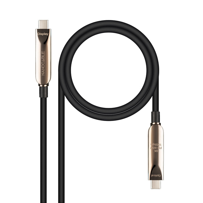 Cable Usb 3.2 Tipo-C Aoc Nanocable 10.01.4615 Usb Tipo-C Macho Usb Tipo-C Macho Hasta 60w 10gbps 15m Negro