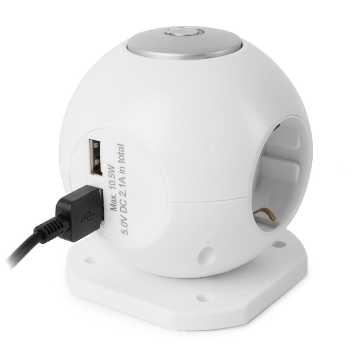 Entac Meckdosenball 3fach Con Usb 1,5m Schalter Blanco