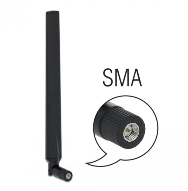 Delock Lte Antenne Sma Stecker 1.9-2.3dbi Omnidirektional Mit Kippgelenk Schwarz