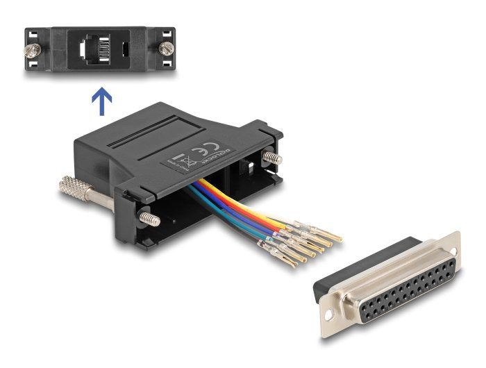Delock 67097 D-Sub Hembra De 25 Pines A Rj12 Hembra, Kit De Montaje Negro