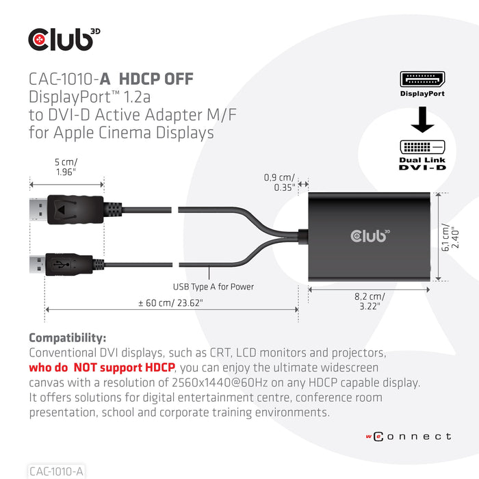 EAN 8719214471705 - CLUB3D CAC-1010-A adaptador de cable de vídeo 0,6 m DisplayPort DVI-D + USB Negro imagen 3