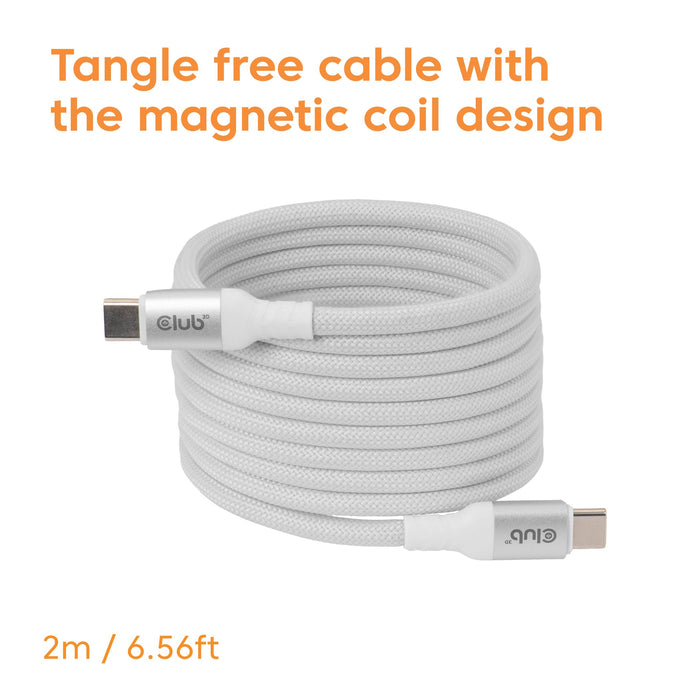 EAN 8719214473617 - CLUB3D CLUB 3D USB-C Magnetic-Coil Cable White cable USB 2 m USB C Blanco imagen 3