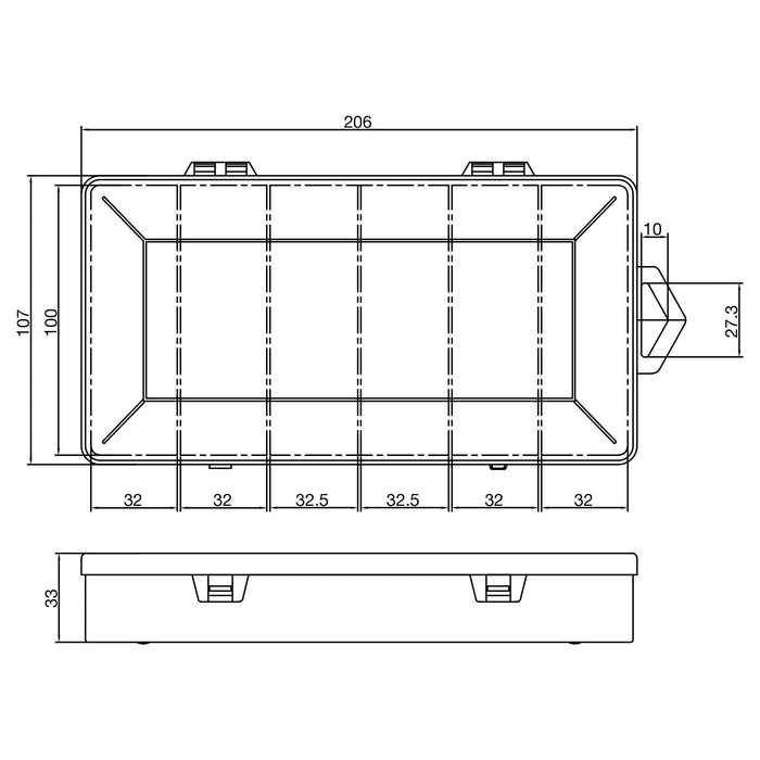Inline® Small Components Box, 6 Compartments, 206x107x33mm, White