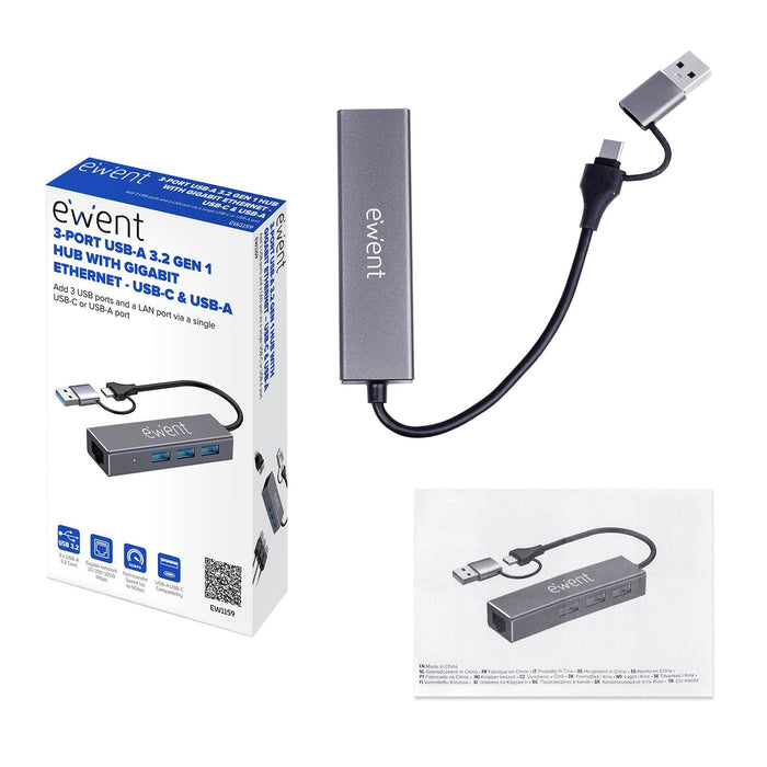 Hub Ewent Ew1159 Usb 3 Puertos 3.1+1 P.Gig Usb-C-A