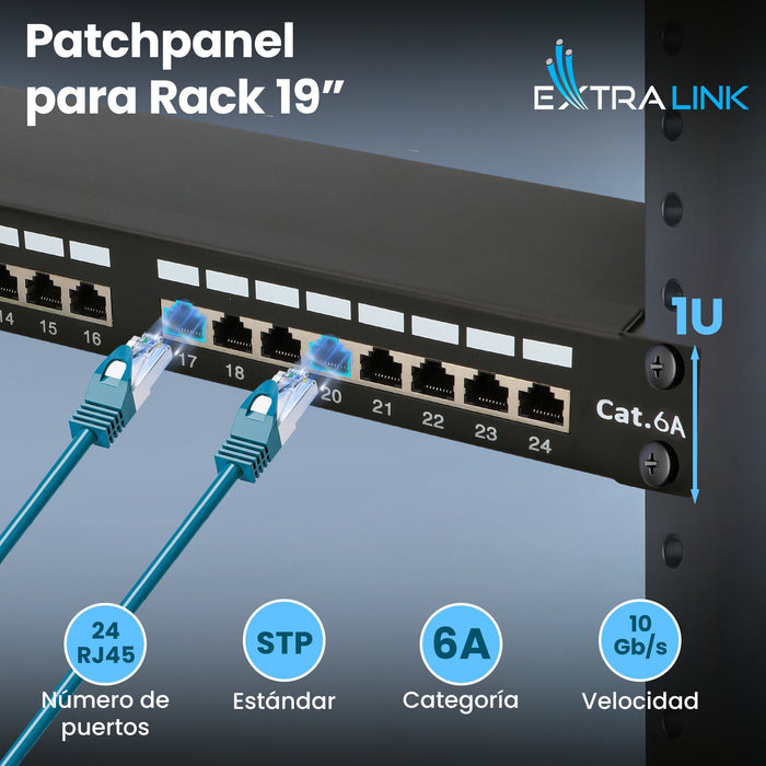 Extralink Cat6a Stp Patch Panel 24 Port - Cable - Cat 6a