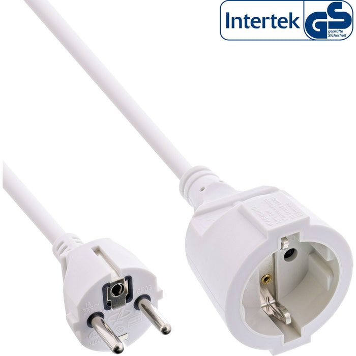 Inline® Power Extensión Cable, White, 1m