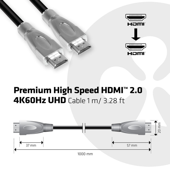 Club3d Premium High Speed Hdmi 2.0 4k60hz Uhd Cable 1 M/ 3.28 Ft Certified