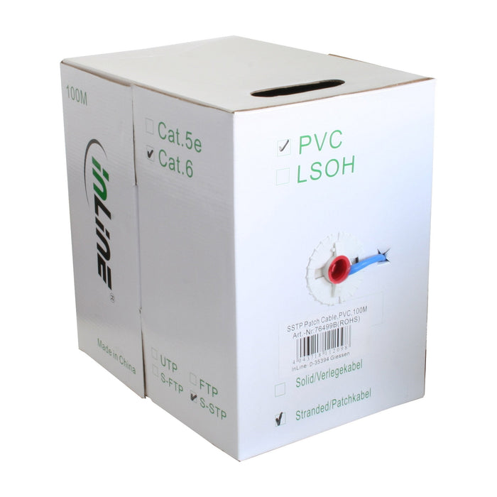 Cable De Red Inline S/Ftp Pimf Cat.6 Azul Awg27 Pvc Cu 100m