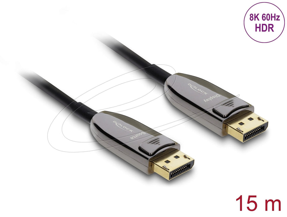 Delock Aktives Opticos Cable Displayport 2.1 8k 60 Hz 40 Gbps 15 M