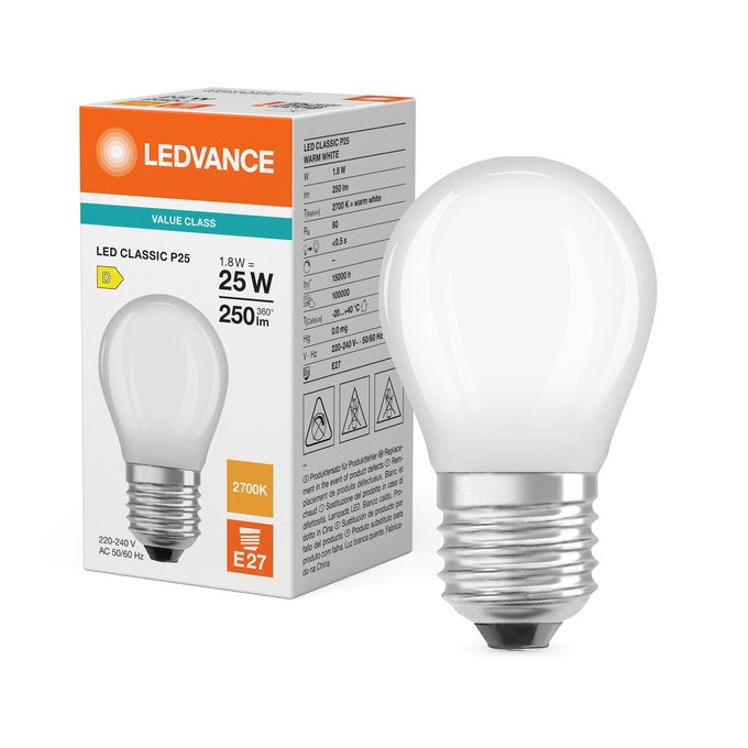 Osram Led Classic Lámpara Led Blanco Cálido 2700 K 1,8 W E27 D