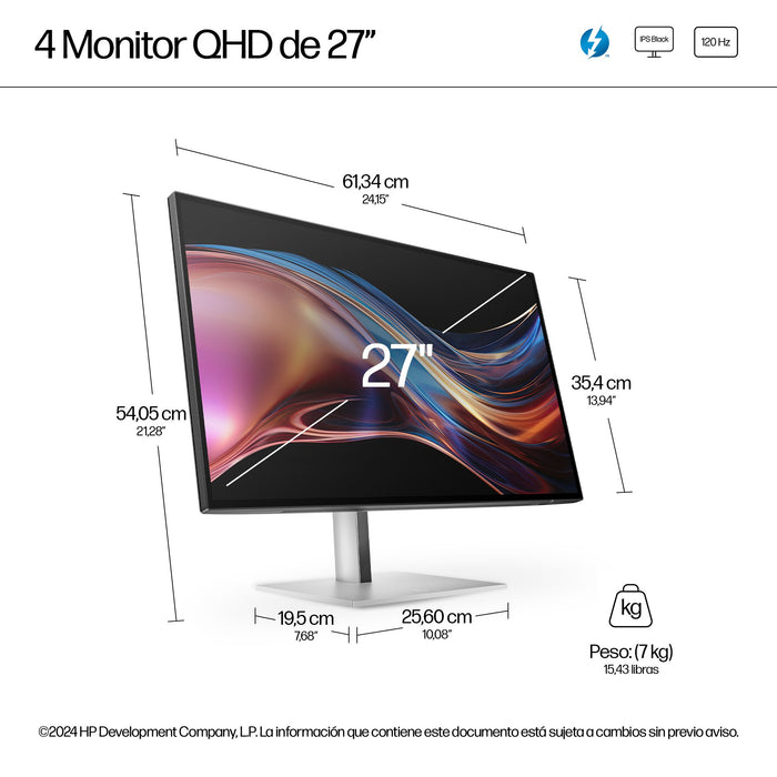 EAN 5715063748701 - HP Series 7 Pro 27 inch QHD Thunderbolt 4 Monitor - 727pu pantalla para PC 68,6 cm (27") 2560 x 1440 Pixe imagen 4