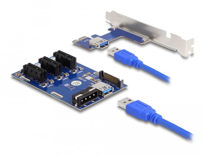 Delock Riser Karte Pci Express X1 Zu 3 X Pcie X1 Mit 50 Cm Usb Cable