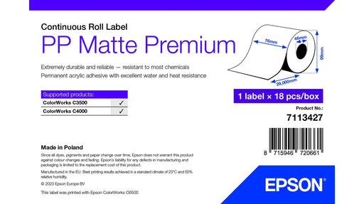EAN 8715946720661 - Epson 7113427 etiqueta de impresora Blanco Etiqueta para impresora autoadhesiva imagen 1