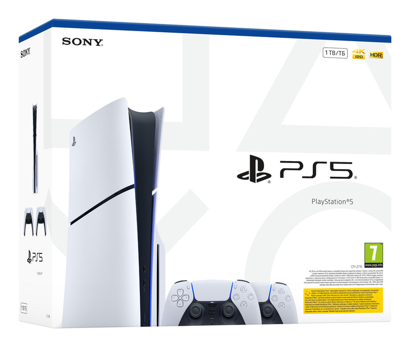 Ps5 Console 1tb Standard Slim White + 2 Dualsense Eu