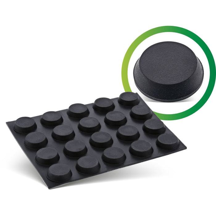Inline Almohadillas De Goma 20uds Pack Negro, Forma Plana 1,2cm