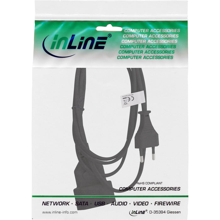 Inline® Euro Type C Plug Power Extensión Macho / Female, Negro, 1m