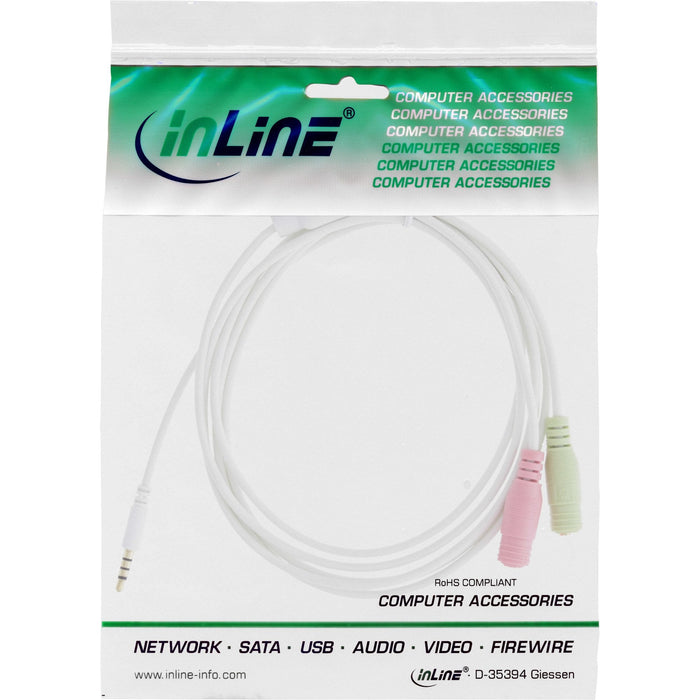 Cable Para Auriculares Inline Audio 3,5 Mm Macho 4 Pines A 2x 3,5 Mm 1 M