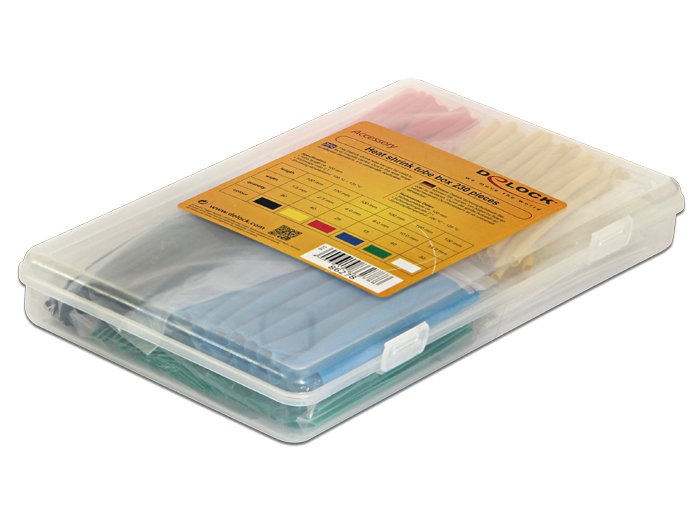 Delock 86278 Caja Surtida De Tubos Termorretráctiles, Relación De Contracción 2:1, Colores Surtidos 230 Piezas