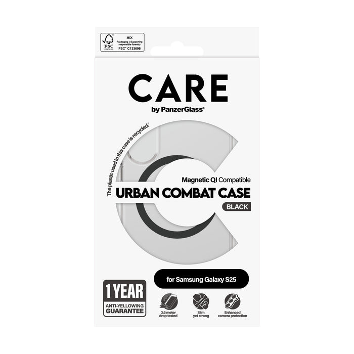 EAN 5715685016929 - PanzerGlass CARE™ by ® Urban Combat Case Transparent w. Black Qi Compatible Samsung Galaxy S25 funda para imagen 3