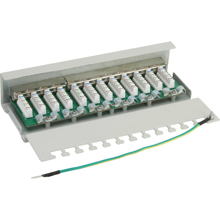 Patch Panel Inline Cat.6 12 Puertos Montaje En Escritorio/Pared Gris Claro Ral7035