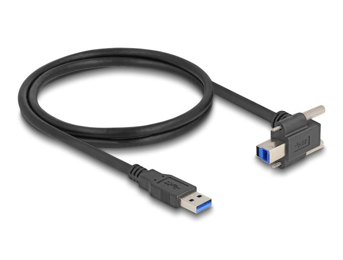 Delock 80480 Cable Usb 5 Gbps Usb Tipo-A Macho Recto A Usb Tipo-B Macho Con Tornillos 90° Hacia Arriba En Ángulo 1 M Negro