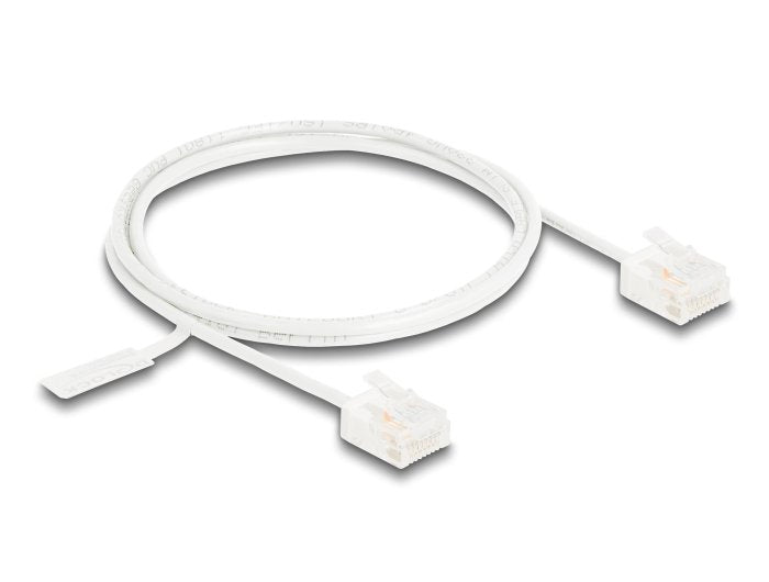 Delock Rj45 Cable De Red Cat.6 Utp Ultra Slim 1 M Blanco Con Kurzen Machon