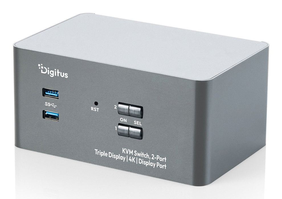 Digitus Kvm Switch, 2-Port, Triple-Display. 4k,Displayport