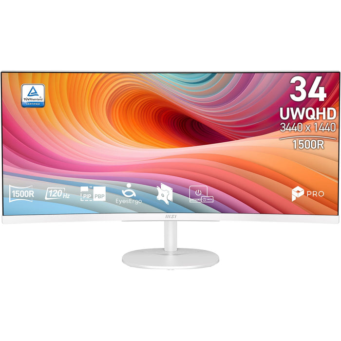 86,4 Cm (34") 3440 X 1440 Pixel Msi 9s6-3pb2ct-057 21:9 Ultrawide Quad Hd Va 4 Ms 120 Hz Displayport Hdmi Dvi Vesa Speaker