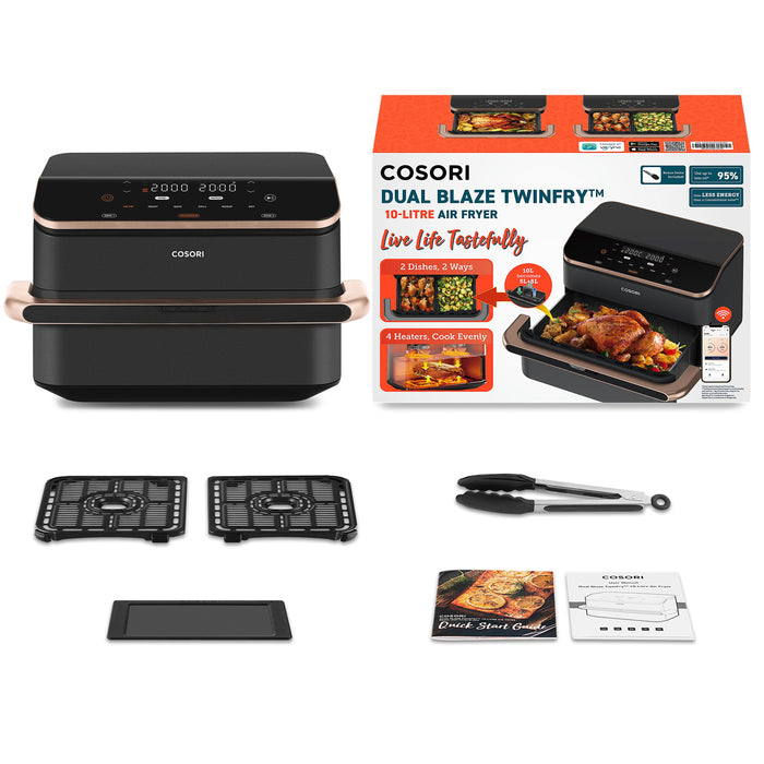 EAN 0810123673285 - Cosori Dual Blaze Twinfry Chef Edition Doble 10 L Independiente 2800 W Freidora de aire caliente Gris Osc imagen 3
