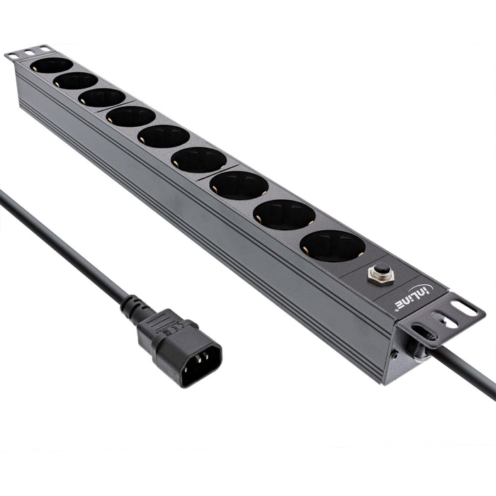 Regleta Inline De 19", Contacto De Protección De 9 Vías, Enchufe C14, Protección Contra Sobrecarga
